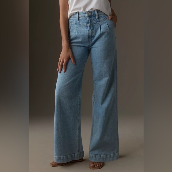 Hudson Jodie Pleated High-Rise Wide-Leg Jeans - Picture 2 of 6